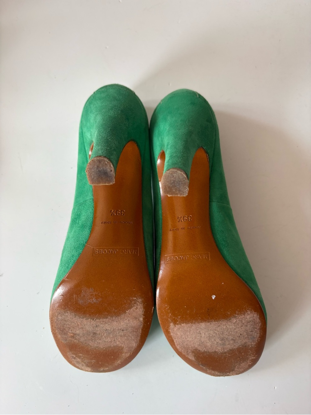 Marc‎ Jacobs || Vintage Suede Tassel Pumps Heels Round Toe Kelly Green 39.5 - Picture 6 of 11